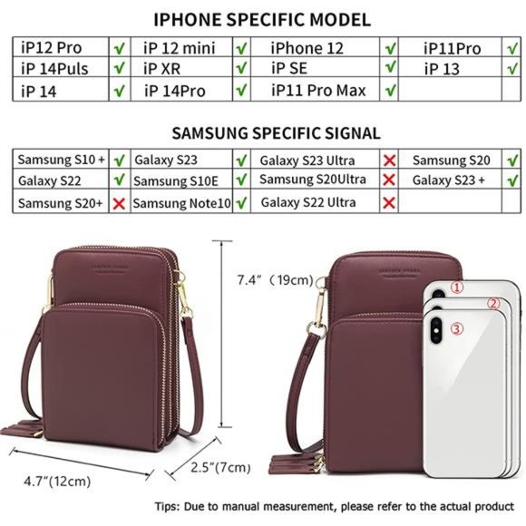 Small Crossbody Cell Phone Purse Women Mini Messenger Shoulder Handbag Wallet - Picture 3 of 7